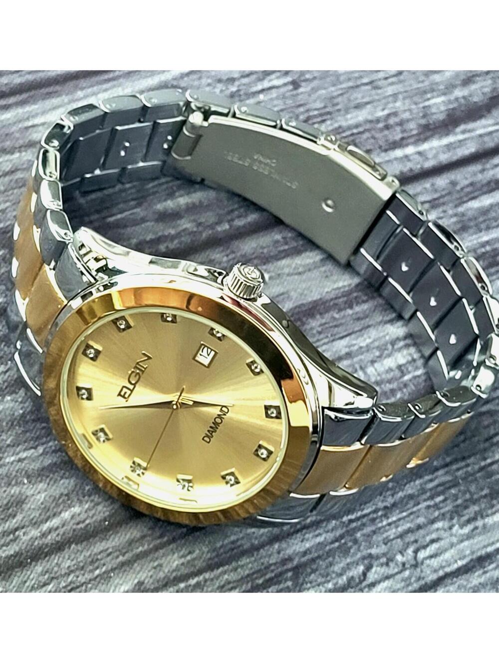 Rare Elgin Satin Diamond Dial Mens Watch Authorized‎ Dealer